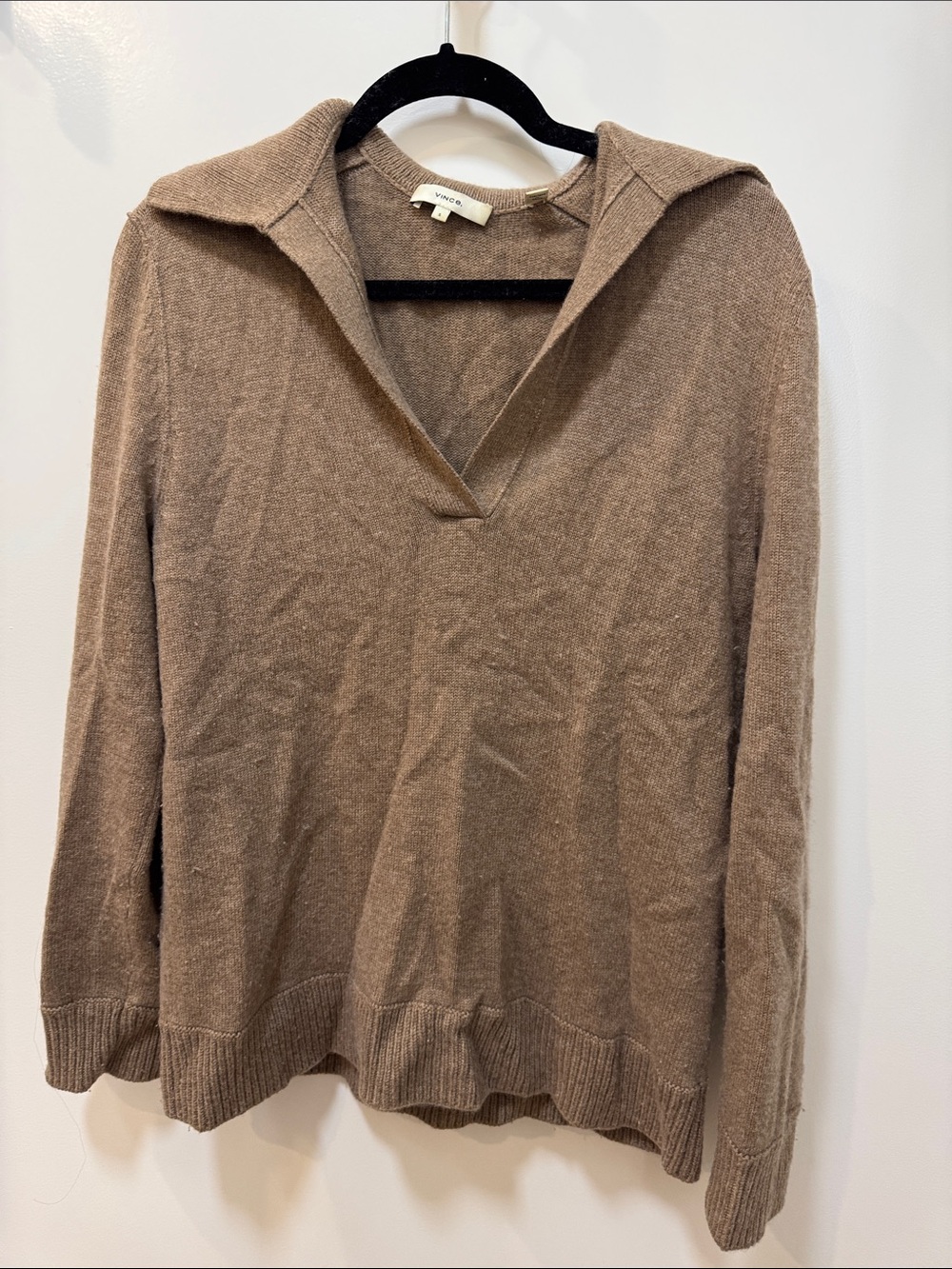 Vince brown V-Neck Hooded Sweater